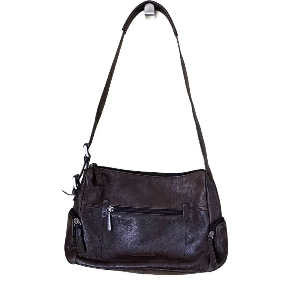 Vintage Stone Mountain Brown Leather Shoulder Bag